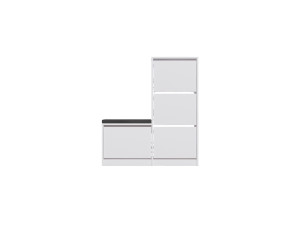 Mueble zapatero de madera "Dude" - 105 x 26 x 118 cm - Blanco