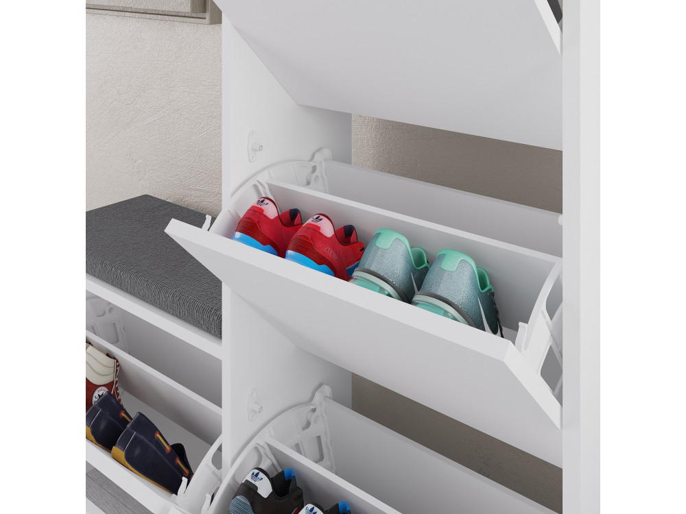 Mueble zapatero de madera "Dude" - 105 x 26 x 118 cm - Blanco