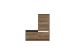 Mueble zapatero "Dude" con asiento de madera - 105 x 26 x 118 cm - Marrón