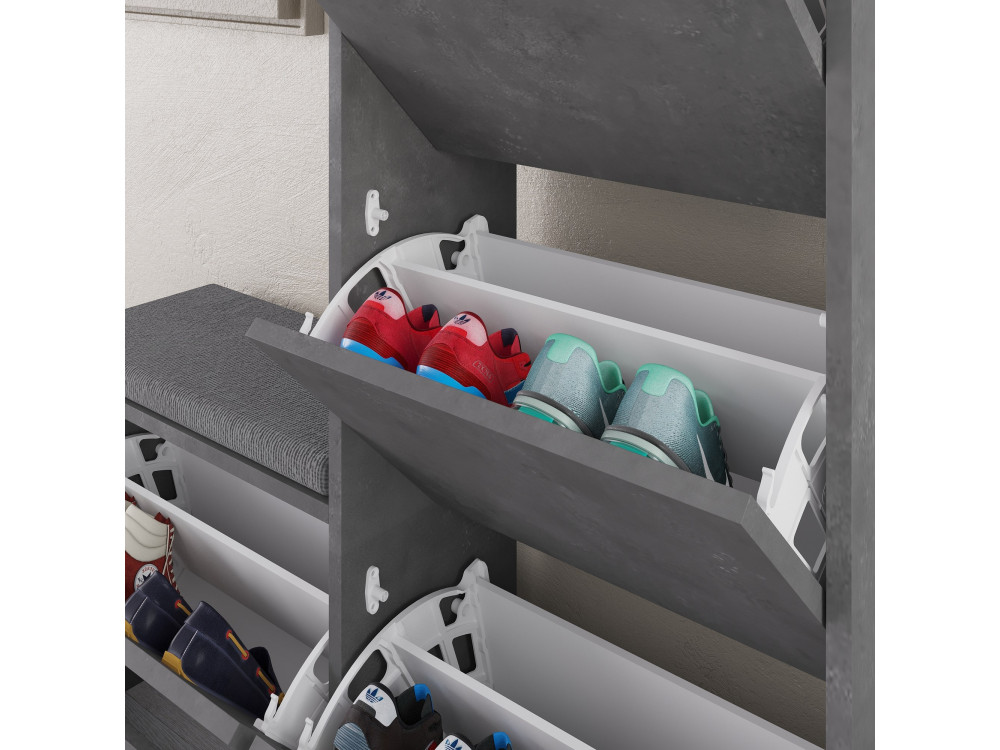 Mueble zapatero de madera "Dude" - 105 x 26 x 118 cm - Gris