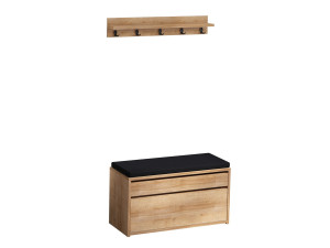 Zapatero de madera "Boby" con banco - 80 x 35 x 42 cm - Beige