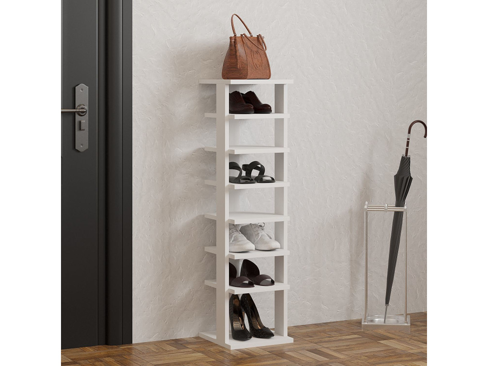 Mueble zapatero de madera "Ayka" - 30 x 30 x 110 cm - Blanco
