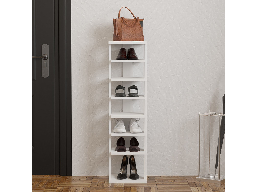 Mueble zapatero de madera "Ayka" - 30 x 30 x 110 cm - Blanco