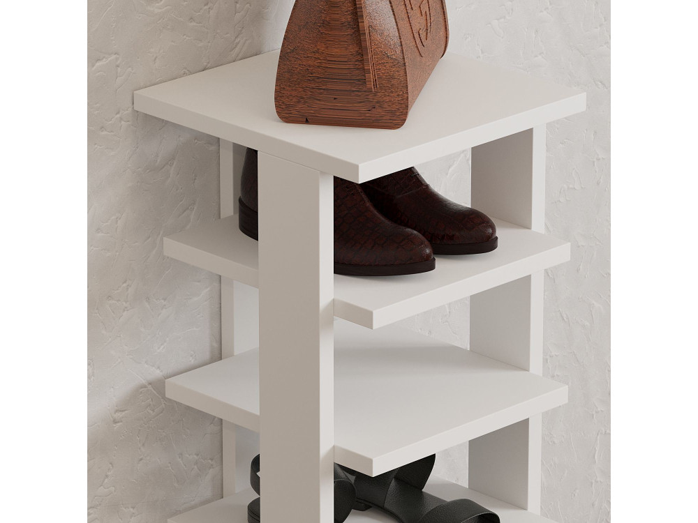 Mueble zapatero de madera "Ayka" - 30 x 30 x 110 cm - Blanco