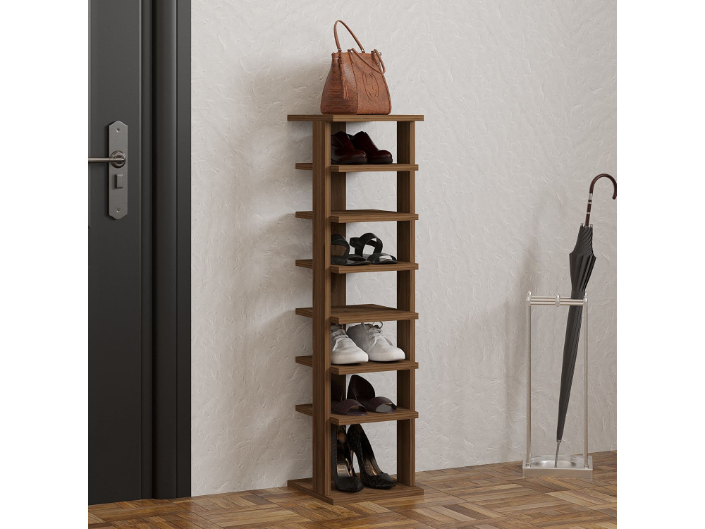Mueble zapatero de madera "Ayka" - 30 x 30 x 110 cm - Marrón
