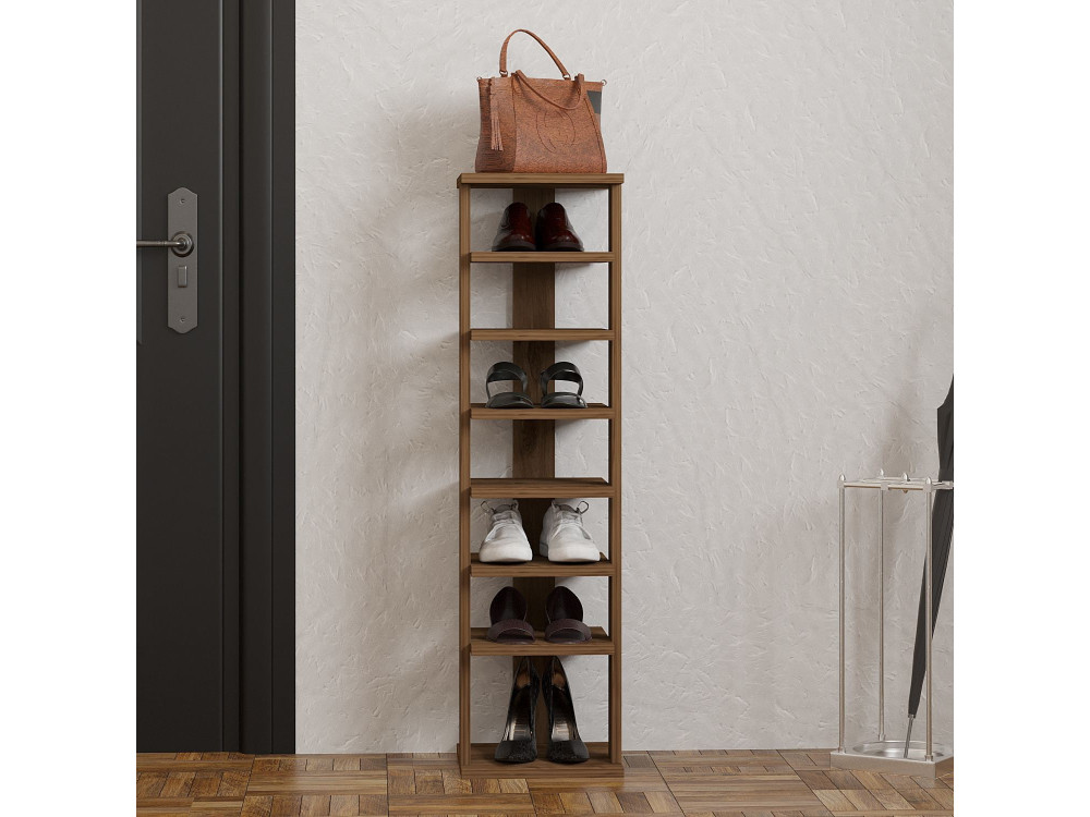 Mueble zapatero de madera "Ayka" - 30 x 30 x 110 cm - Marrón
