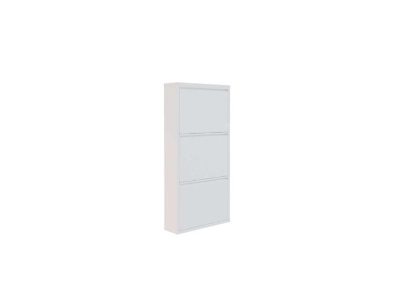 Mueble zapatero metálico "Luna" - 50 x 15 x 103 cm - Blanco