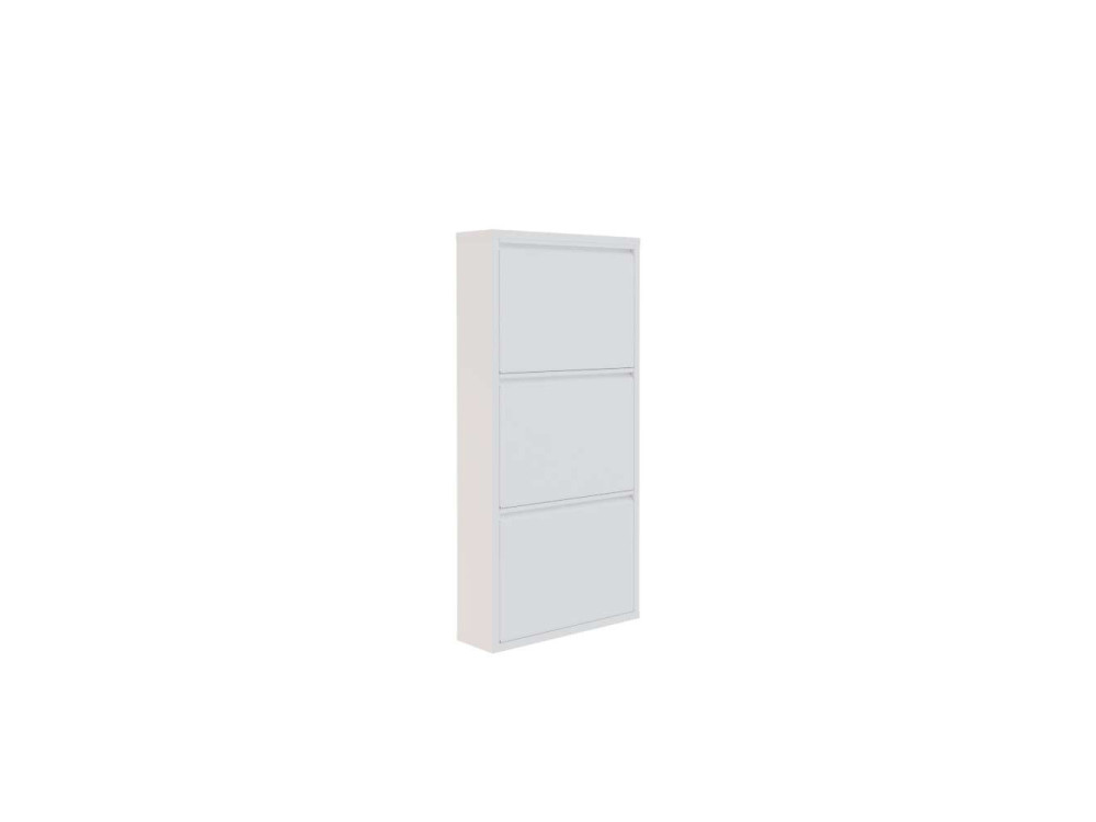 Mueble zapatero metálico "Luna" - 50 x 15 x 103 cm - Blanco