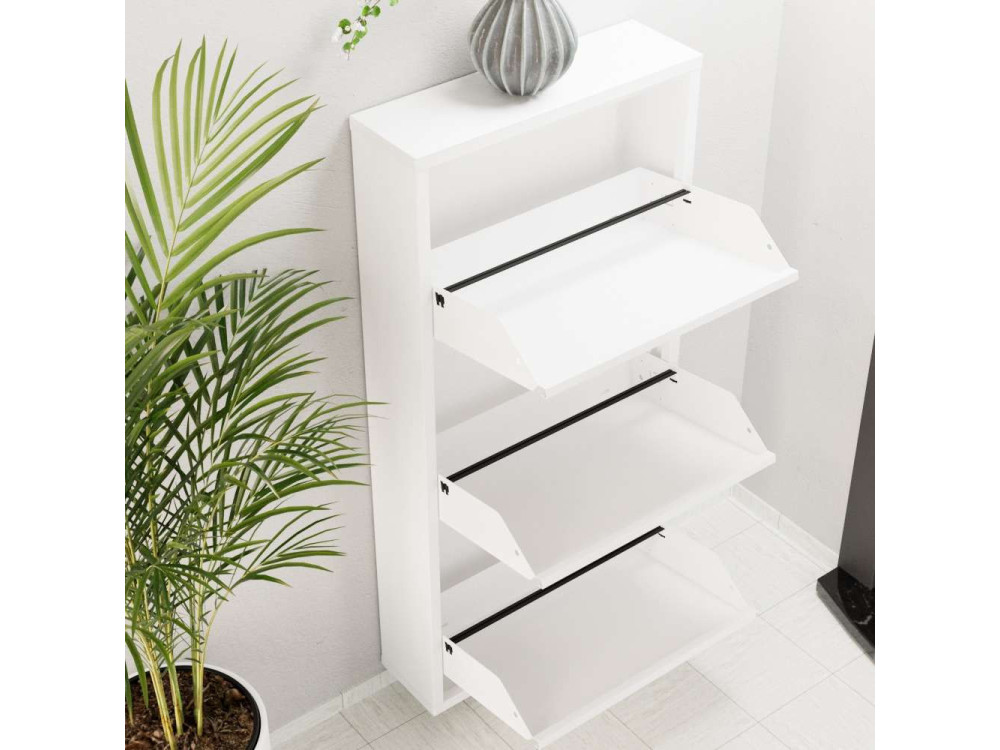 Mueble zapatero metálico "Luna" - 50 x 15 x 103 cm - Blanco