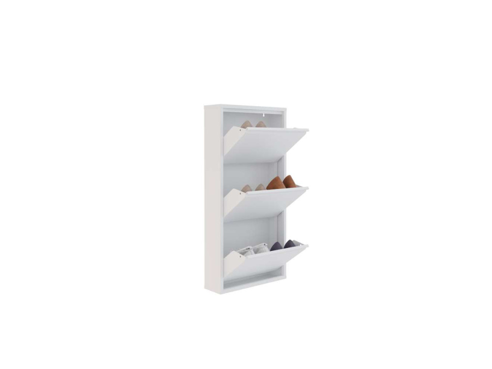Mueble zapatero metálico "Luna" - 50 x 15 x 103 cm - Blanco