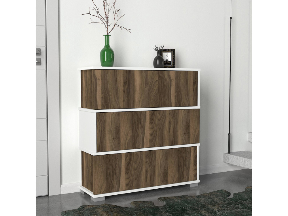 Mueble zapatero de madera "Napolyon" - 90 x 30 x 93 cm - Marrón