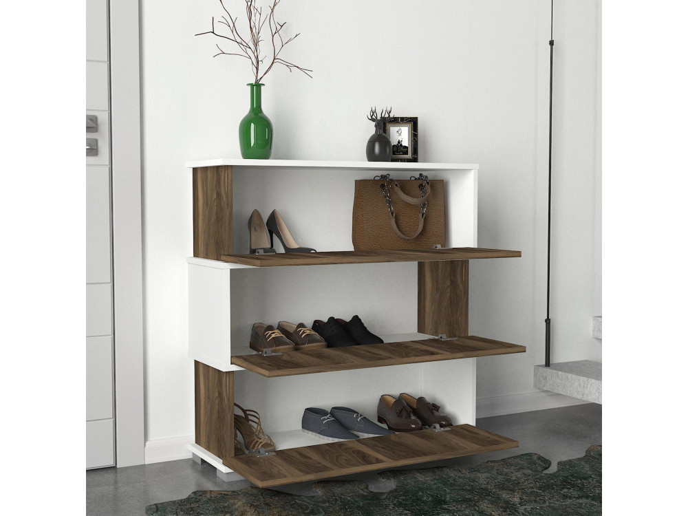 Mueble zapatero de madera "Napolyon" - 90 x 30 x 93 cm - Marrón