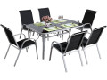 Conjunto De Jardín Mesa + 6 sillas de Textileno "Córdoba" - Crudo - Negro