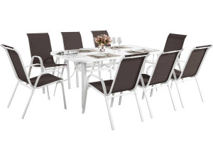 Conjunto De Jardín Mesa + 8 sillas de Textileno "Córdoba" - Topo
