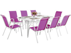 Conjunto De Jardín Mesa + 6 sillas de Textileno "Córdoba" - Fuschia