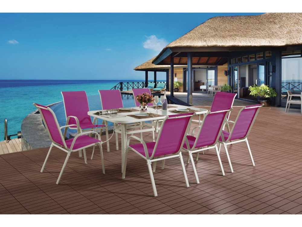 Conjunto De Jardín Mesa + 6 sillas de Textileno "Córdoba" - Fuschia