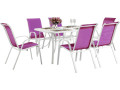 Conjunto De Jardín Mesa + 6 sillas de Textileno "Córdoba" - Crudo - Beige