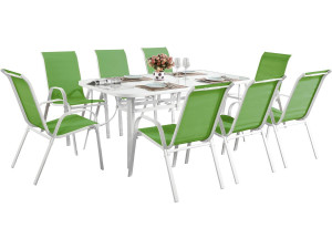Conjunto De Jardín Mesa + 8 sillas de Textileno "Córdoba"  - Verde