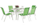 Conjunto De Jardín Mesa + 6 sillas de Textileno "Córdoba" - Crudo - Topo