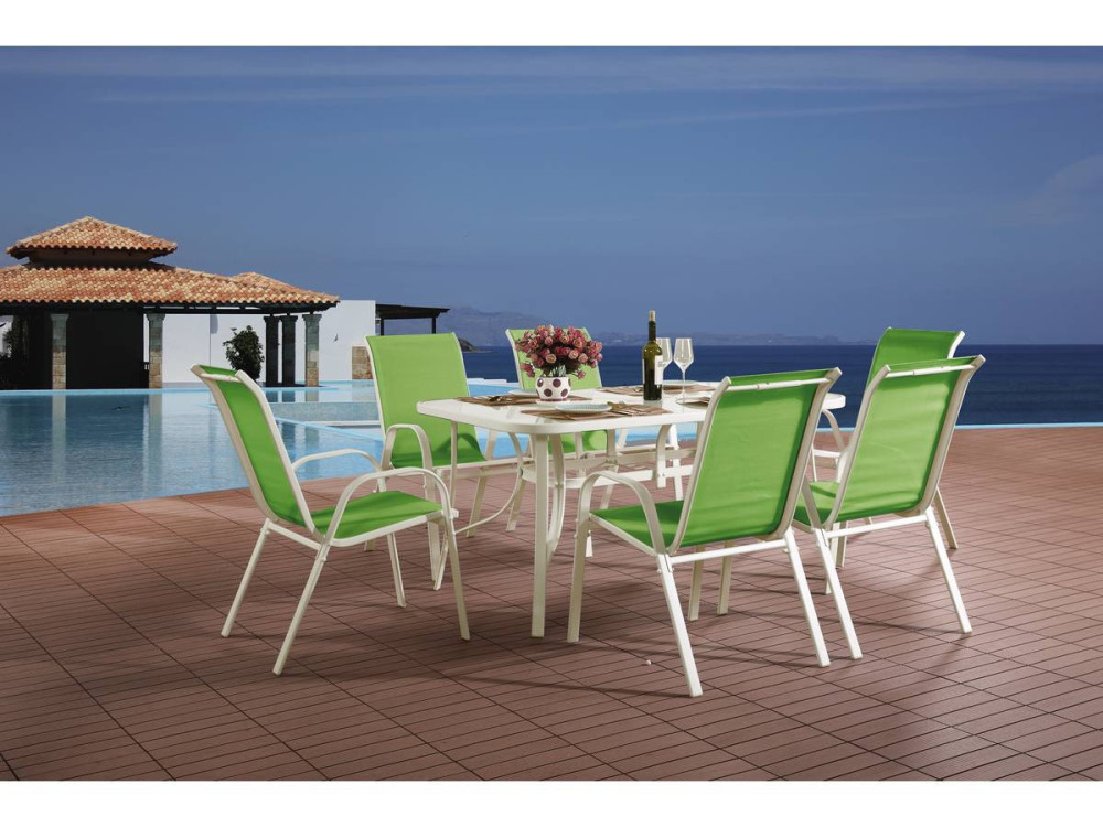 Conjunto De Jardín Mesa + 6 sillas de Textileno "Córdoba" - Verde