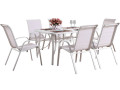 Conjunto De Jardín Mesa + 8 sillas de Textileno "Córdoba" - Crudo - Crudo
