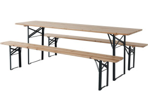 Mesa de jardín plegable tipo brasserie con 2 bancos "Lisboa" - 218 x 59,5 x 75 cm - Marrón