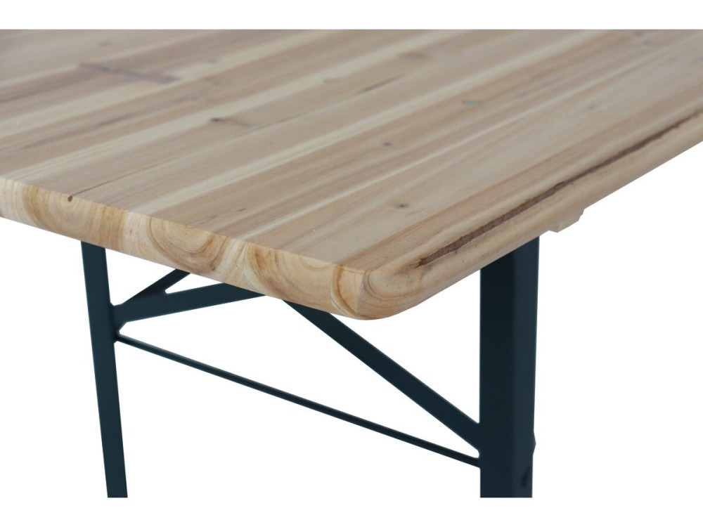 Mesa de jardín plegable tipo brasserie con 2 bancos "Lisboa" - 218 x 59,5 x 75 cm - Marrón