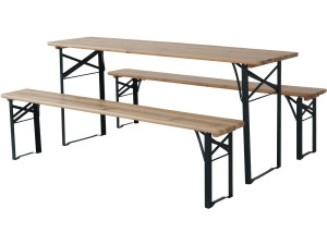 Mesa de jardín plegable tipo brasserie con 2 bancos "Lisboa" - 176 x 46 x 75 cm - Marrón