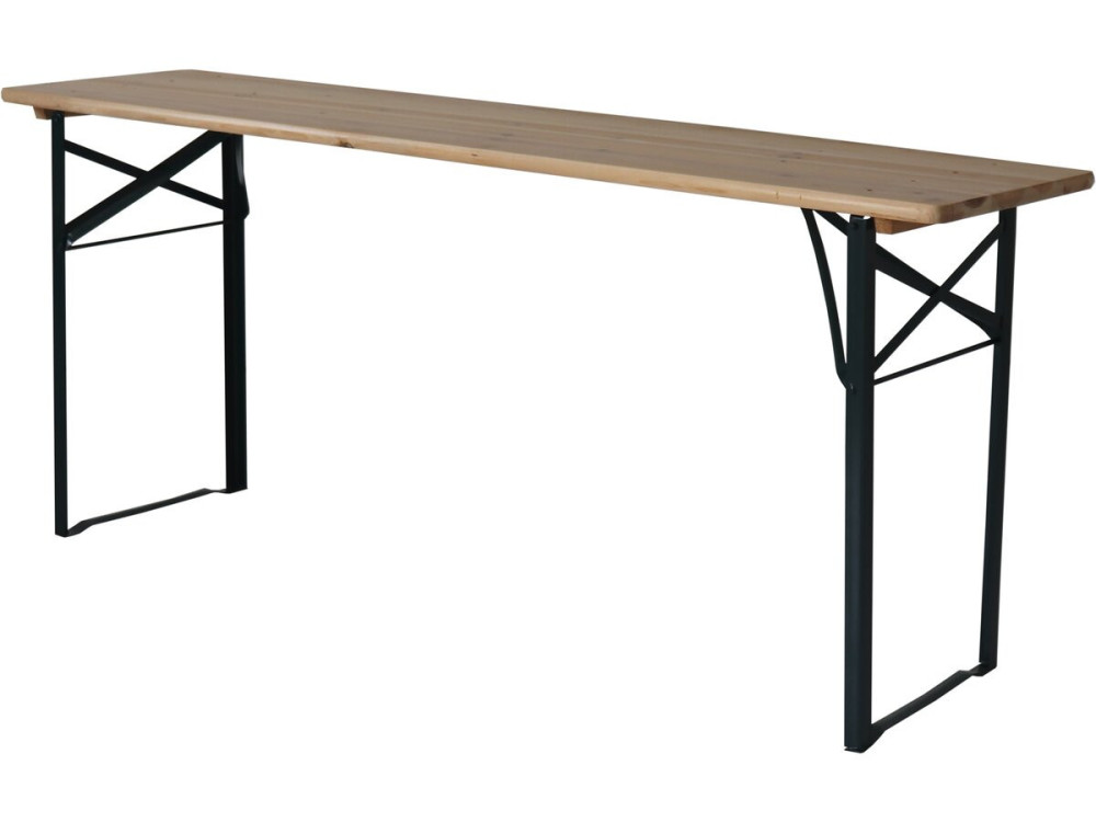 Mesa de jardín plegable tipo brasserie con 2 bancos "Lisboa" - 176 x 46 x 75 cm - Marrón