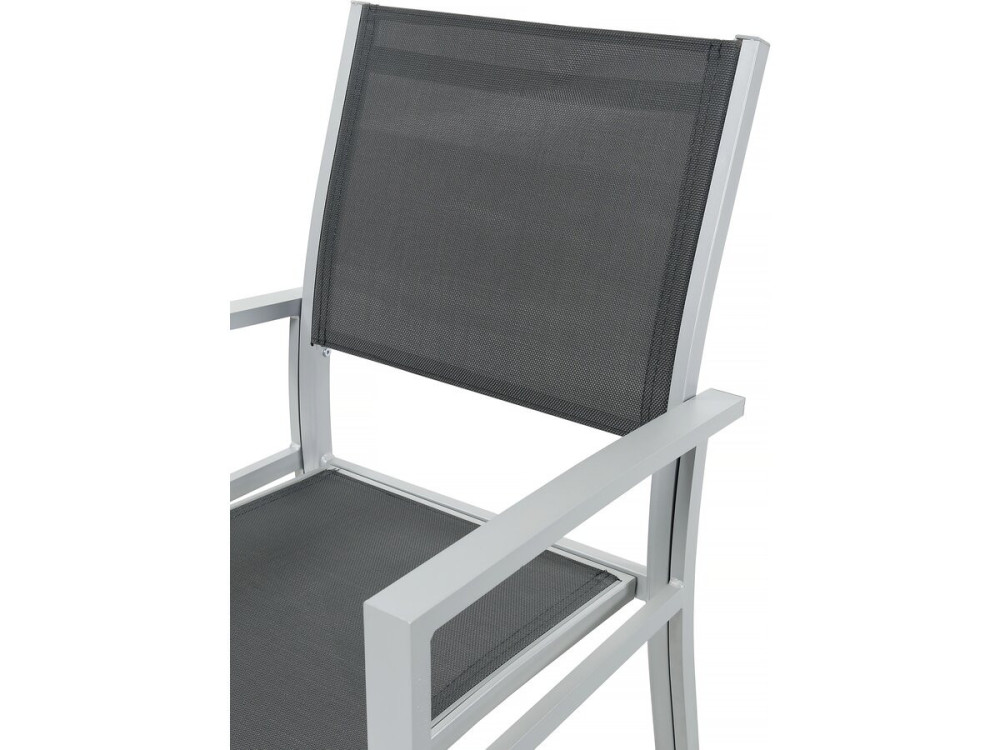 Conjunto de jardín extensible «Lagos» - 200/320 x 105 x 76 cm - 10 sillas - Gris oscuro