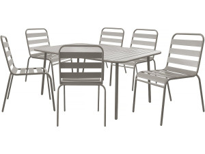 Conjunto de muebles de jardín metálicos "Bilbao" - 6 plazas - Taupe