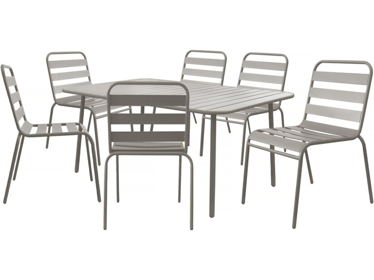 Conjunto de muebles de jardín metálicos "Bilbao" - 6 plazas - Taupe