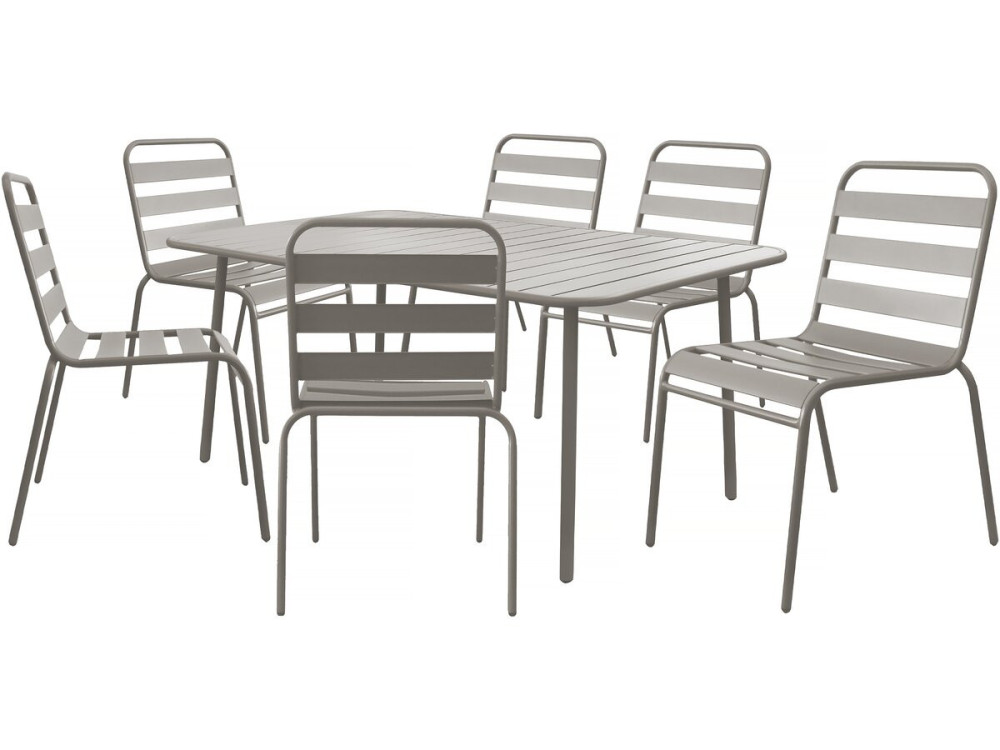 Conjunto de muebles de jardín metálicos "Bilbao" - 6 plazas - Taupe