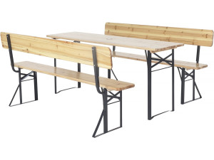 Juego de brasserie de madera para jardín "Lisboa" con respaldo - 180 cm - Marrón