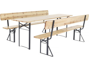 Conjunto de muebles de jardín de madera "Lisboa" con respaldo - 220 cm - Marrón