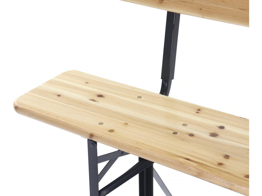 Conjunto de muebles de jardín de madera "Lisboa" con respaldo - 220 cm - Marrón