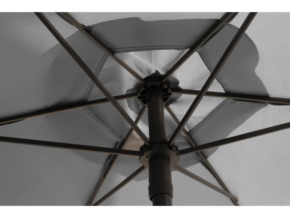 Mesa y sillas de jardín de metal "Convivia" con parasol - 4 plazas - Gris claro