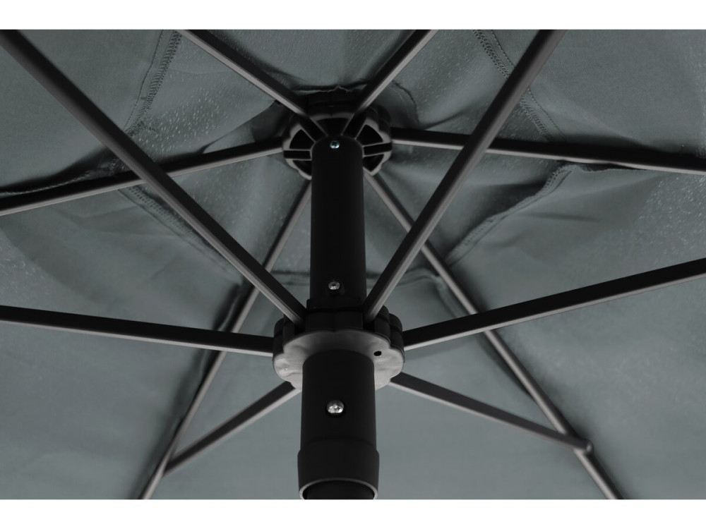 Mesa y sillas de jardín de metal "Convivia" con parasol - 4 plazas - Gris antracita