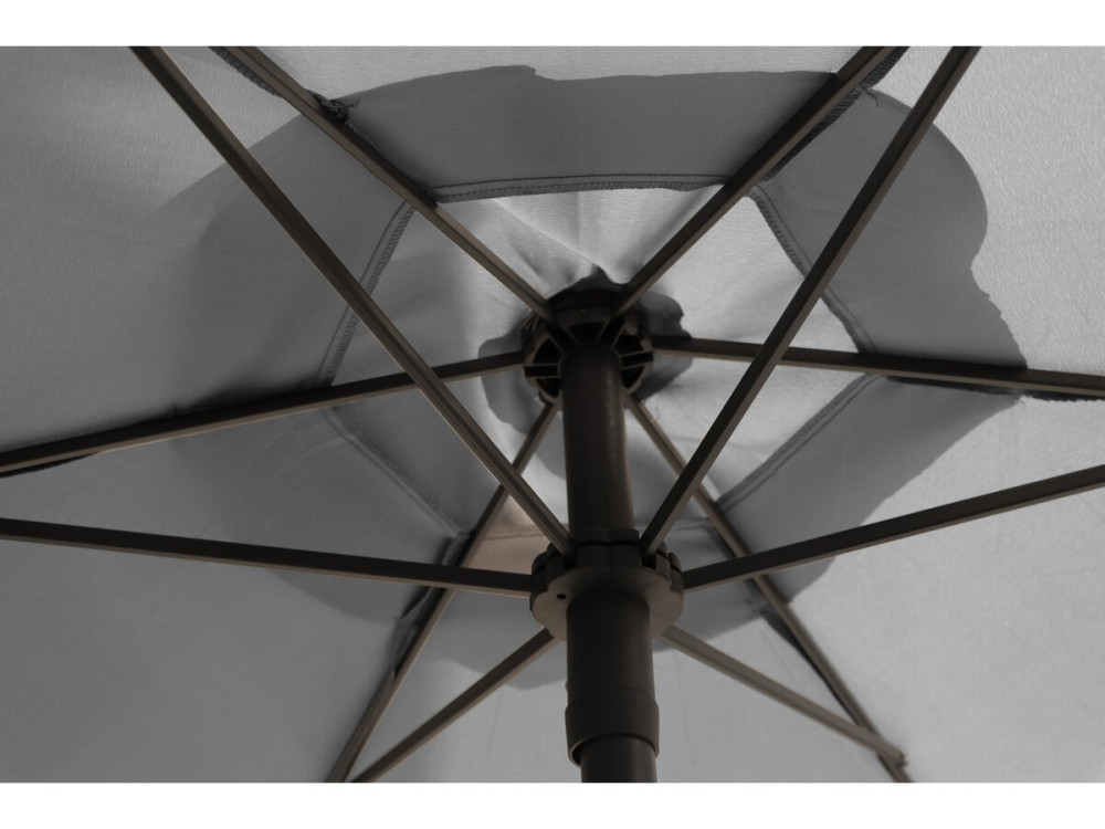 Mesa y sillas de jardín de metal "Convivia" con parasol - 6 plazas - Gris claro