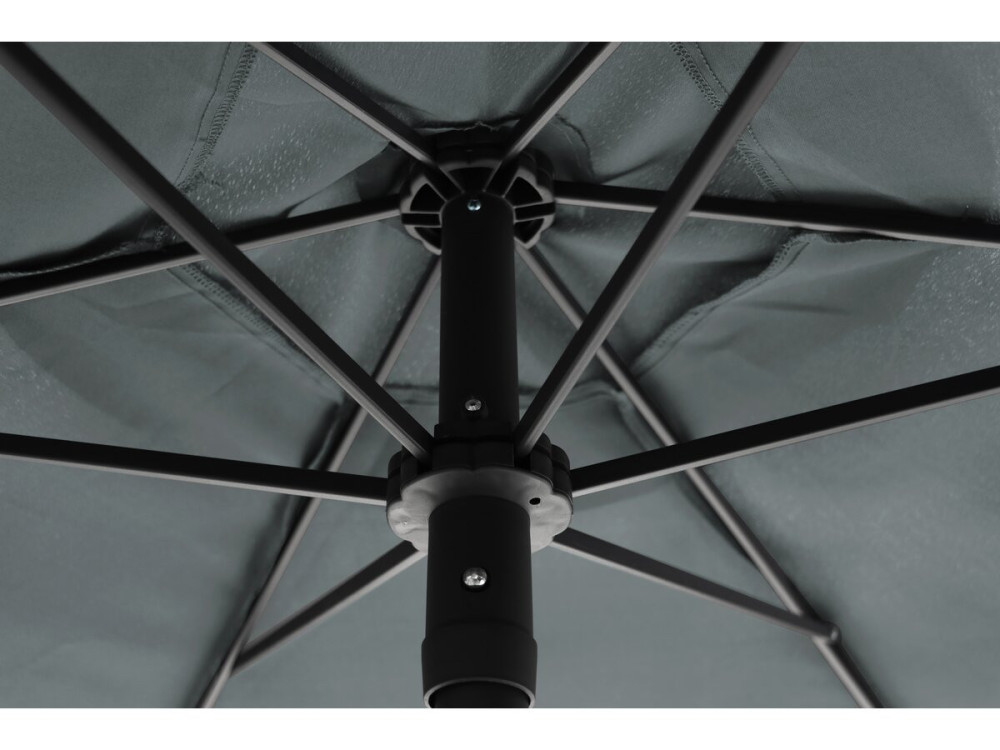 Mesa y sillas de jardín de metal "Convivia" con parasol - 6 plazas - Gris antracita