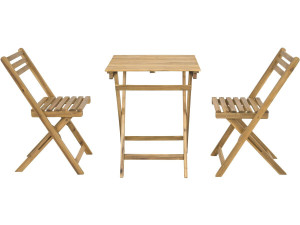 Conjunto de mesa y sillas de jardín de madera "Aldo" - 2 plazas - Marrón