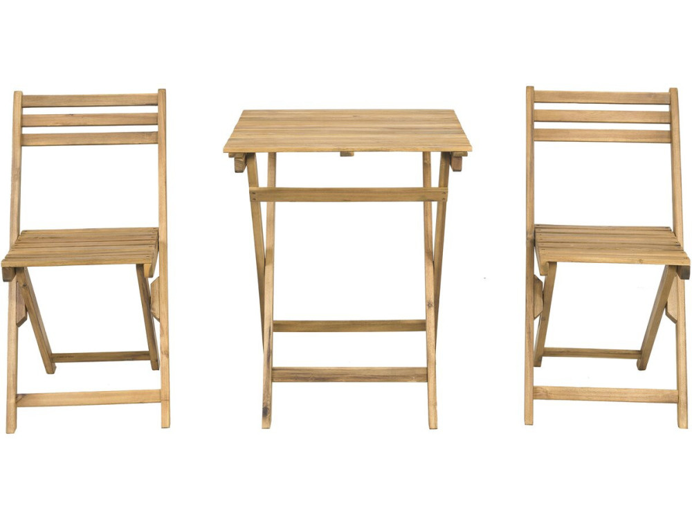 Conjunto de mesa y sillas de jardín de madera "Aldo" - 2 plazas - Marrón