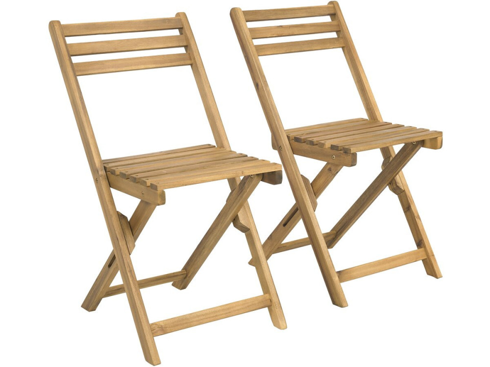 Conjunto de mesa y sillas de jardín de madera "Aldo" - 2 plazas - Marrón