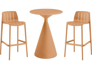 Mesa bistro apilable "Vaena" y sillas altas - 2 plazas - Naranja