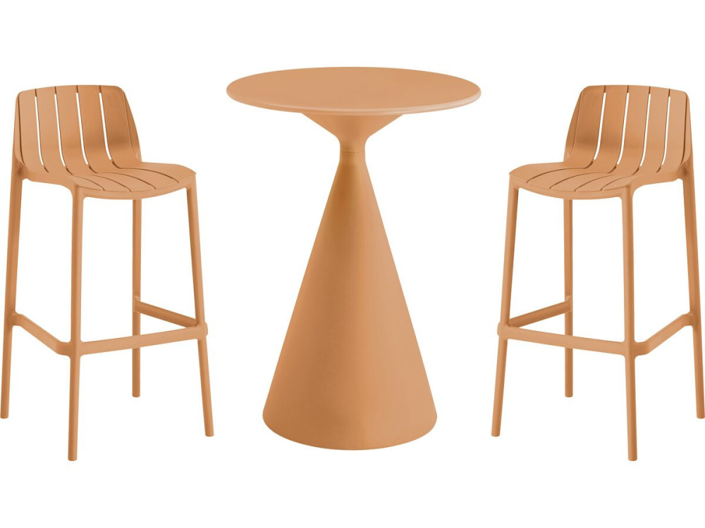 Mesa bistro apilable "Vaena" y sillas altas - 2 plazas - Naranja