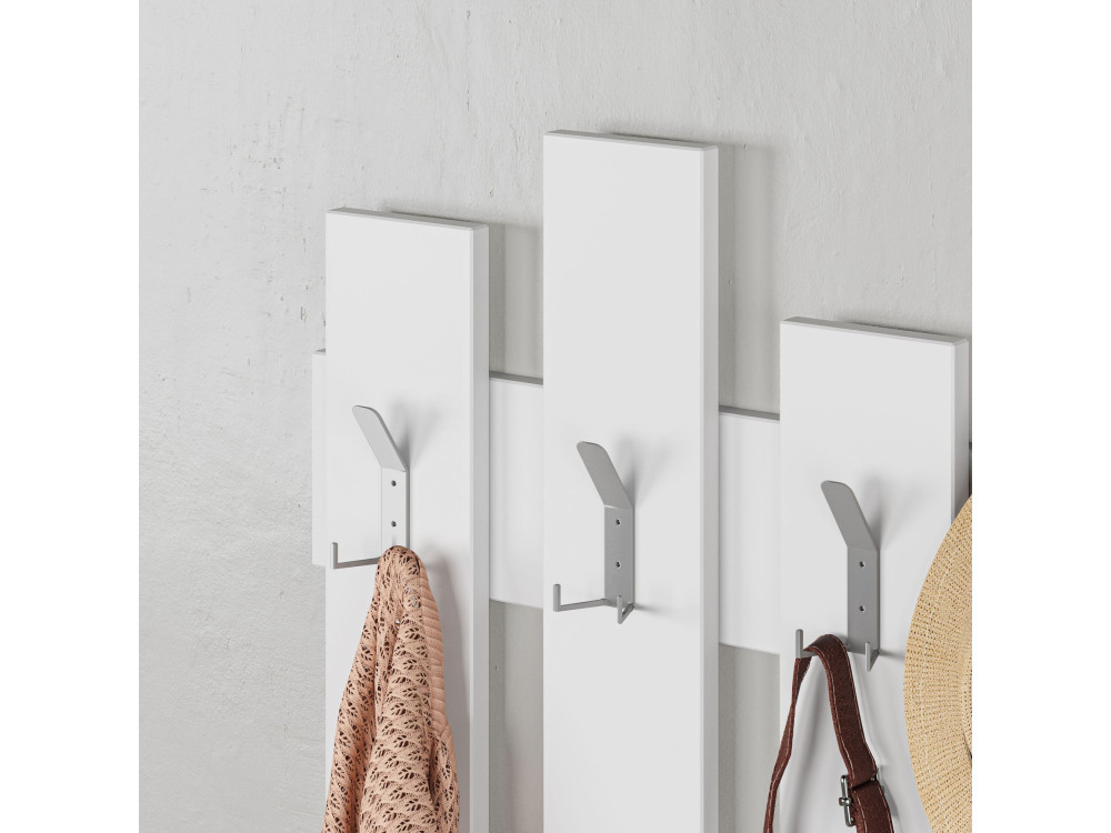 Perchero de pared de madera "Wave" - 64 x 4 x 79 cm - Blanco