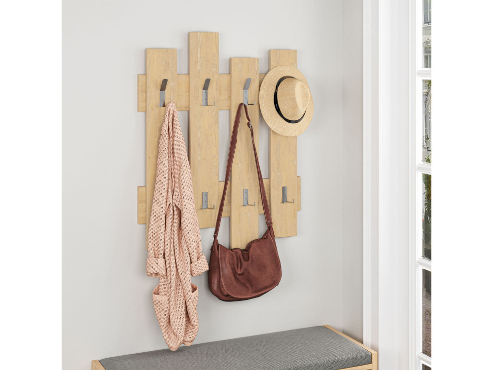 Perchero de pared de madera "Wave" - 64 x 4 x 79 cm - Beige