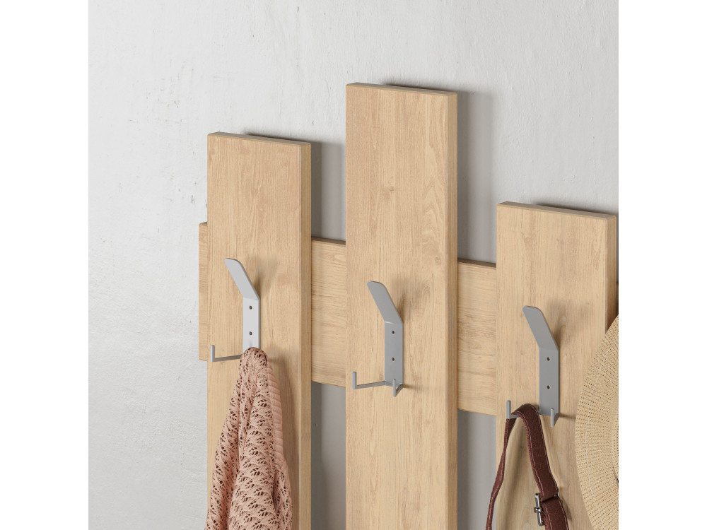 Perchero de pared de madera "Wave" - 64 x 4 x 79 cm - Beige