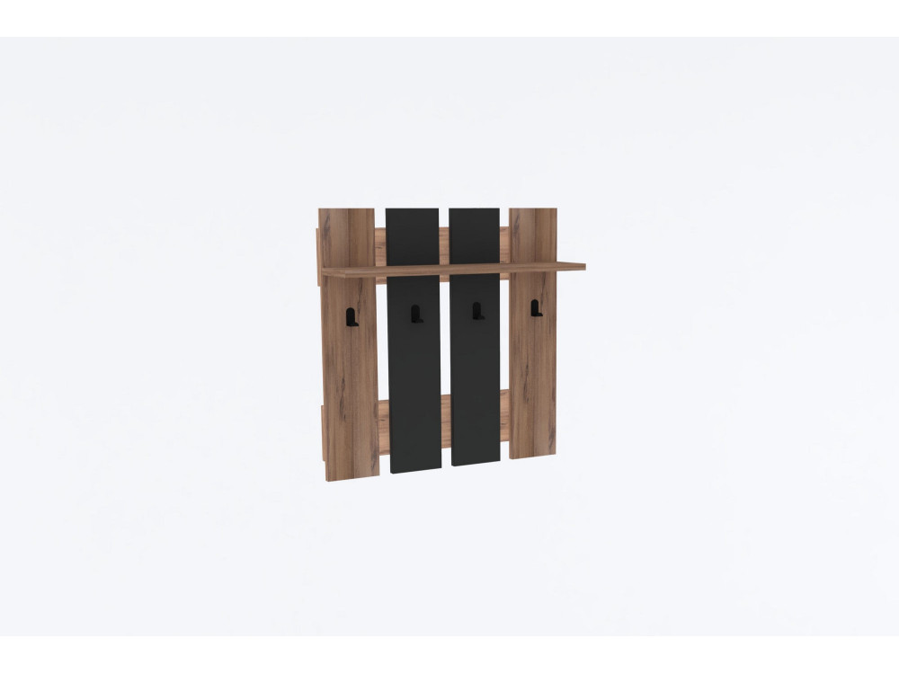 Perchero de pared "Mita" con estante de madera - 70 x 14 x 70 cm - Gris antracita