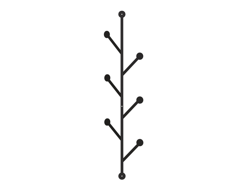Perchero de pared metálico "Ponpon" - 22 x 5 x 94 cm - Negro